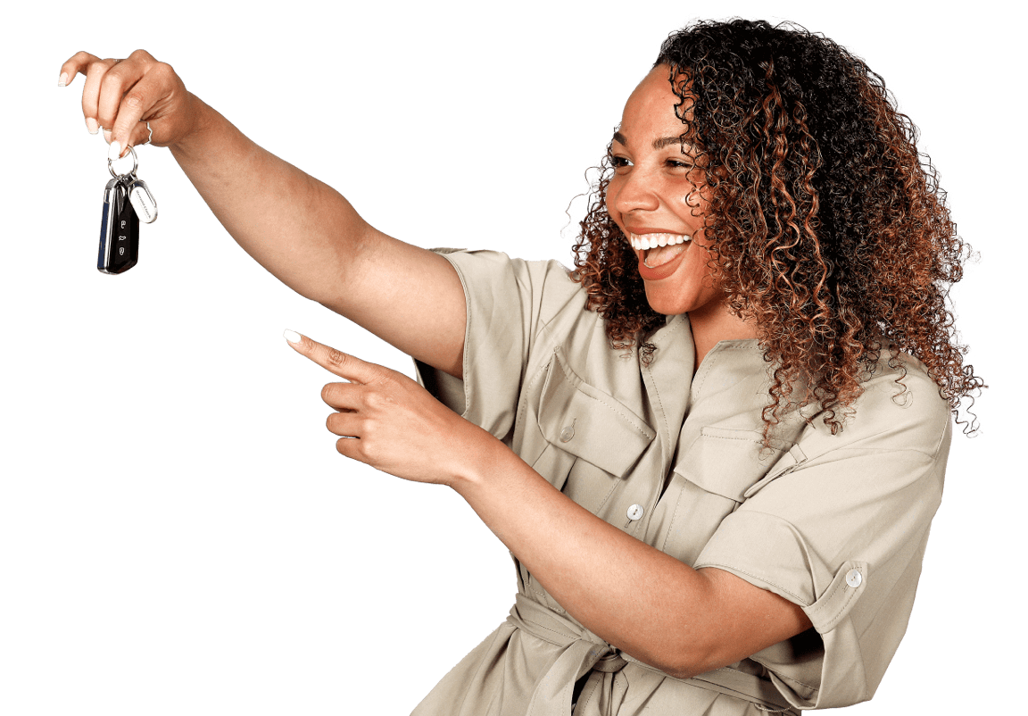 Woman holding a car key