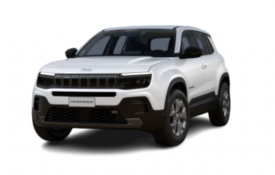 Front angled view of Jeep Avenger e-hybrid Longitude