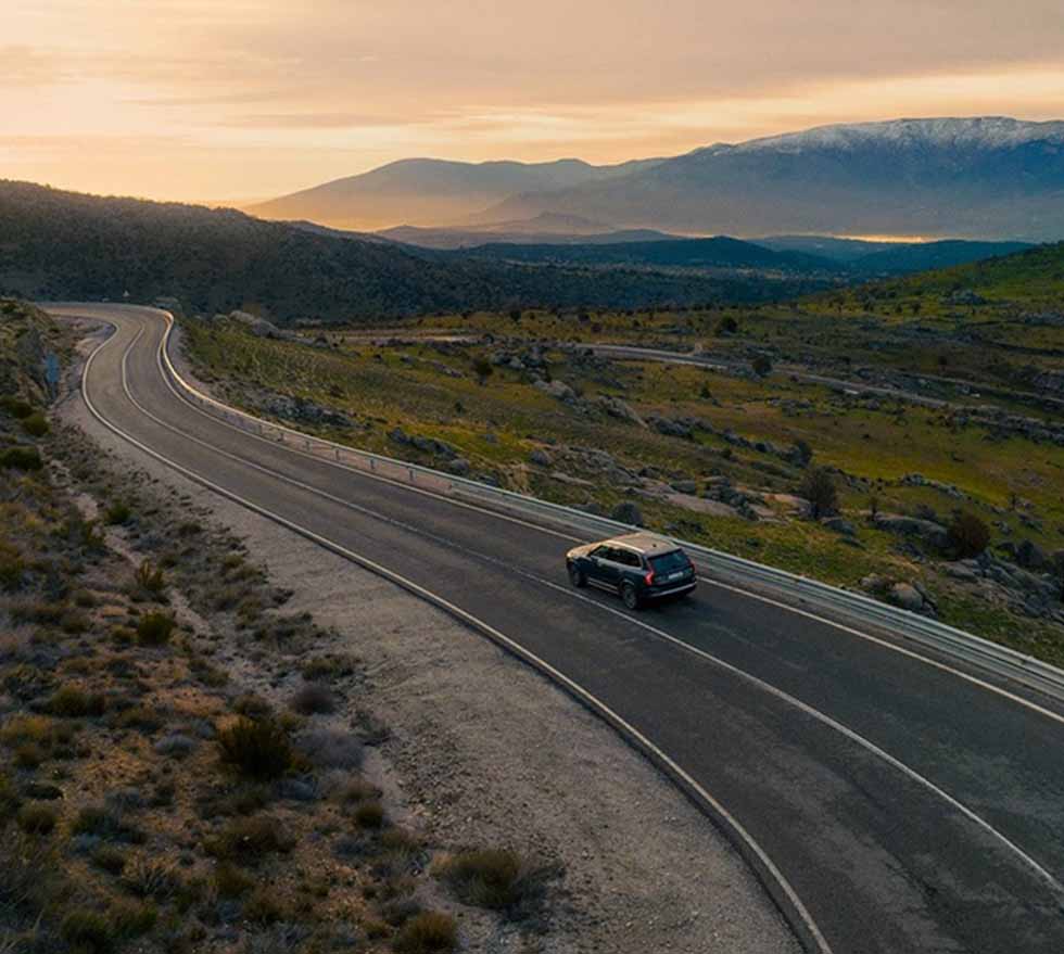 Volvo vehicle on scenic road